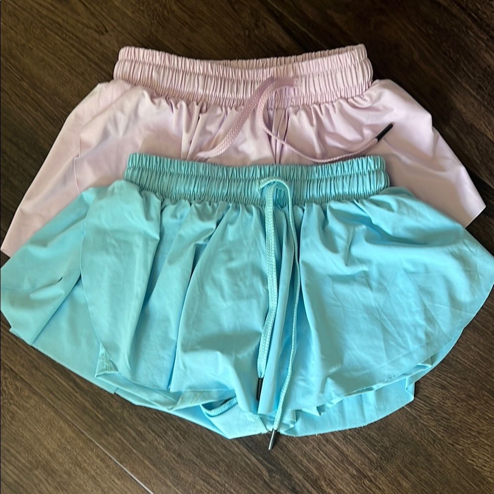 Girls Purple and Blue Butterfly Shorts